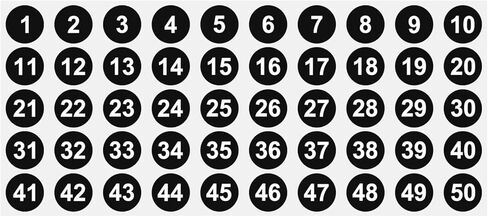 PATIKIL 1 to 50 Number Stickers 1 Inch, Consecutive Vinyl Round Labels Self-Adhesive Dot Colored Decals for Inventory Classification Storage Box Organizing, Yellow in Saudi Arabia
