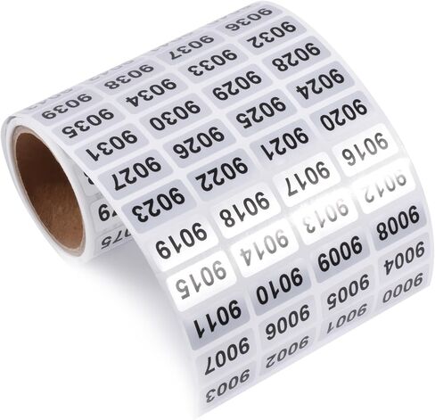 9001-10000 Consecutive Number Inventory Stickers Self Adhesive Waterproof Labels Office Warehouse Numbering Classification Black Printing on Silver Sticker 0.79 x 0.38 Inch in Saudi Arabia