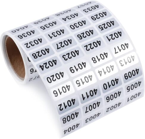 4001-5000 Consecutive Number Inventory Stickers Self Adhesive Waterproof Labels Office Warehouse Numbering Classification Black Printing on Silver Sticker 0.79 x 0.38 Inch in Saudi Arabia