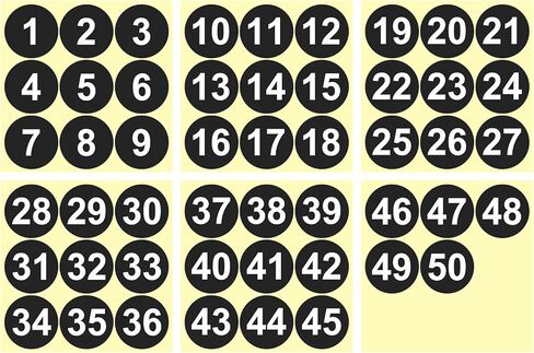 PATIKIL 1 to 50 Number Stickers 2 Inch, Consecutive Vinyl Round Labels Self-Adhesive Dot Colored Decals for Inventory Classification Storage Box Organizing, Green in Saudi Arabia