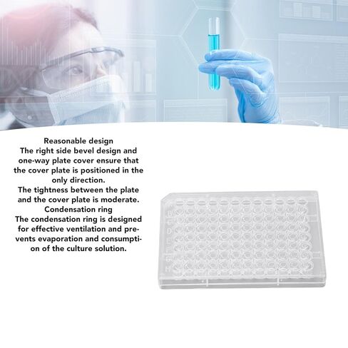 Polystyrene Tissue Culture 10pcs Tissue Culture Plate 96 Well Clear Polystyrene Cell Growth Culture Plate with Plastic Lid for Laboratory Biological Room (V Shaped Bottom) in Saudi Arabia