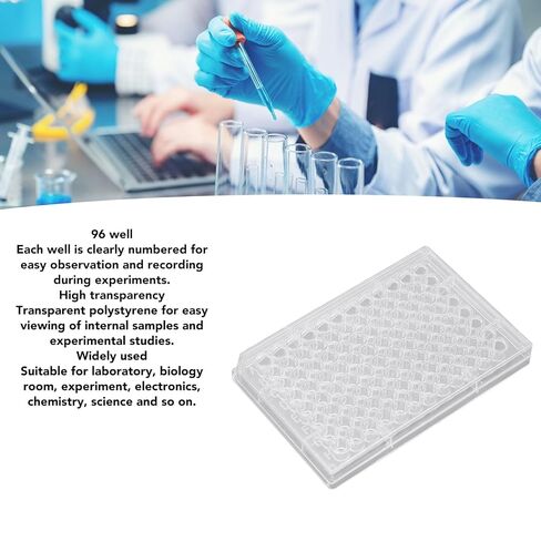 Polystyrene Tissue Culture 10pcs Tissue Culture Plate 96 Well Clear Polystyrene Cell Growth Culture Plate with Plastic Lid for Laboratory Biological Room (V Shaped Bottom) in Saudi Arabia