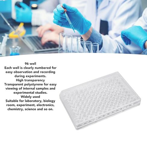 Polystyrene Tissue Culture 10pcs Tissue Culture Plate 96 Well Clear Polystyrene Cell Growth Culture Plate with Plastic Lid for Laboratory Biological Room (Flat Bottom) in Saudi Arabia