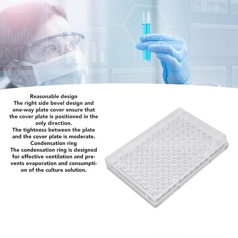 Polystyrene Tissue Culture 10pcs Tissue Culture Plate 96 Well Clear Polystyrene Cell Growth Culture Plate with Plastic Lid for Laboratory Biological Room (Flat Bottom) in Saudi Arabia