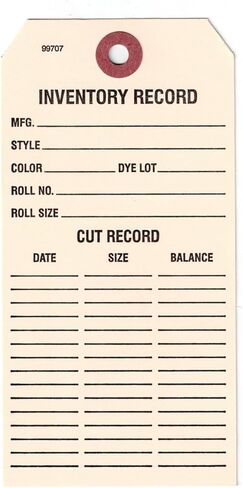 Carpet Roll Inventory & Cut Record Tag, Manila Cardstock, 2-7/8" x 5-3/4", Black Print, Fiber Reinforced Hole, 1000 Count in Saudi Arabia