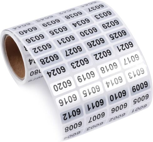 6001-7000 Consecutive Number Inventory Stickers Self Adhesive Waterproof Labels Office Warehouse Numbering Classification Black Printing on Silver Sticker 0.79 x 0.38 Inch in Saudi Arabia