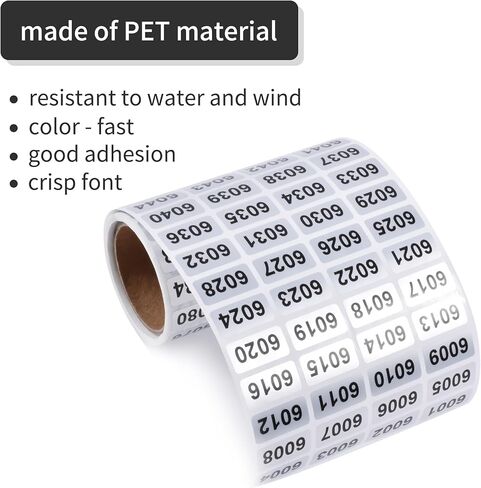 6001-7000 Consecutive Number Inventory Stickers Self Adhesive Waterproof Labels Office Warehouse Numbering Classification Black Printing on Silver Sticker 0.79 x 0.38 Inch in Saudi Arabia