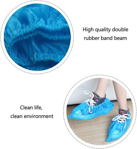 VBESTLIFE 100Pcs Disposable Shoe Covers, Non Woven Thick Breathable Wear Resist Anti Slip Anti Static, with Elastic Band for Medical Indoor Carpet Floor (As Shown) in Saudi Arabia