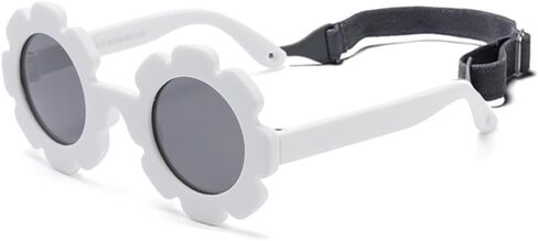 نظارات شمسية على شكل زهرة للأطفال مع حزام، نظارات شمسية مستقطبة مرنة وقابلة للانحناء للفتيات حديثي الولادة من عمر 0 ​​إلى 24 شهرًا in Kuwait