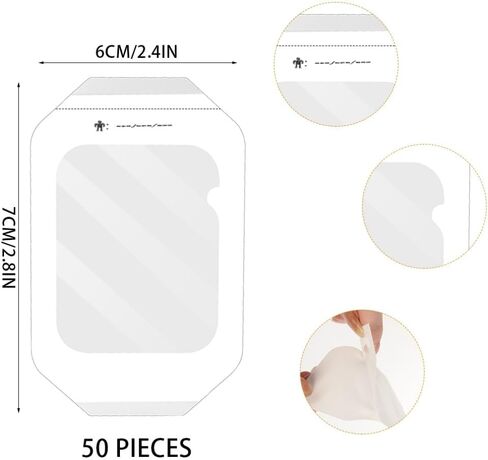 ضمادة فيلم شفاف 50 عبوة 2.4 بوصة × 2.8 بوصة غطاء لاصق مقاوم للماء لضمادات الجروح الشفافة لدرع IV واقي الدش للعناية اللاحقة بالوشم معقم وقابل للتنفس in Kuwait