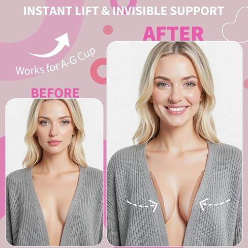 MKsoul Boob Tape for Large Breasts with 4 Pcs Nipple Covers, Invisible,waterproof, A-G Cup, Beige, 3 in in Saudi Arabia