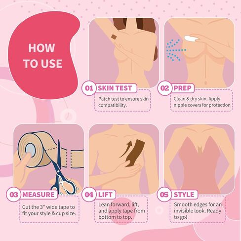 MKsoul Boob Tape for Large Breasts with 4 Pcs Nipple Covers, Invisible,waterproof, A-G Cup, Beige, 3 in in Saudi Arabia