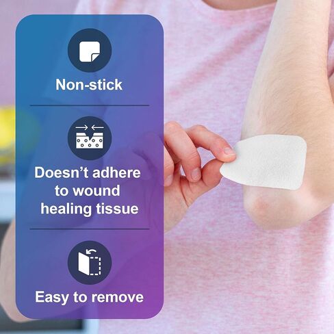 ضمادة جروح ألجينات الكالسيوم الفضية من AG، مقاس 2 × 2 بوصة - 10 وسادات معقمة وغير لاصقة وعالية الامتصاص لإفرازات الجروح - جيدة للقرحة والتمزقات والسحجات والحروق الطفيفة in Kuwait