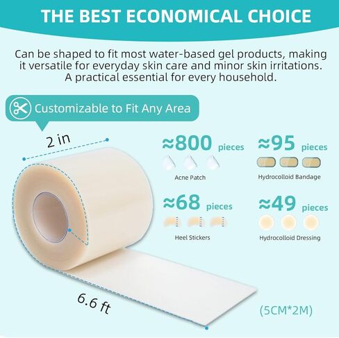 Hydrocolloid Roll 2in x 6.6ft,Multi-Purpose Self-Adhesive Dressing for Pimple Patches, Feet Blisters & Wound Care, Waterproof Cut-to-Size Tape in Saudi Arabia
