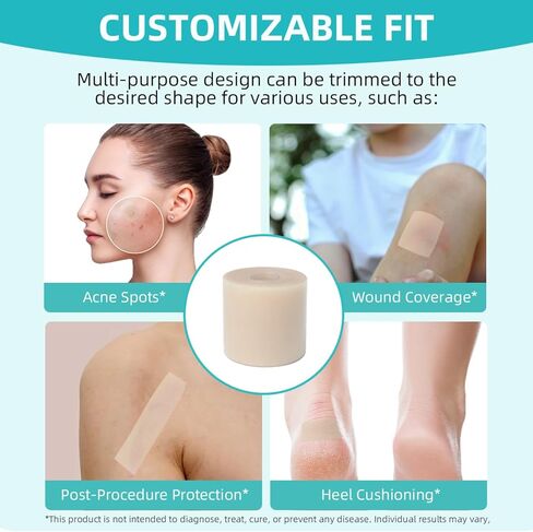 Hydrocolloid Roll 2in x 6.6ft,Multi-Purpose Self-Adhesive Dressing for Pimple Patches, Feet Blisters & Wound Care, Waterproof Cut-to-Size Tape in Saudi Arabia