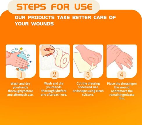 Hydrocolloid Roll Bandage with Pre-Cut 2"x2" Patches - Waterproof & Hypoallergenic for Sensitive Skin - Clear Self-Adhesive Wound Dressing for Acne, Blisters, Burns - 2IN x 4.8FT in Saudi Arabia