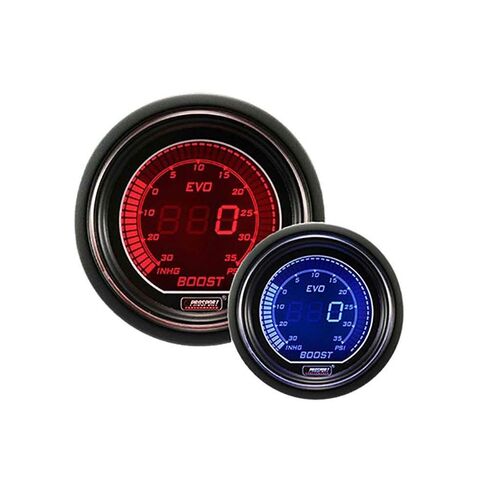 مقياس تعزيز كهربائي من سلسلة Prosport Performance LED باللونين الأخضر/الأبيض - 52 مم (2 1/16 بوصة)، محرك متدرج 270 درجة، مكنسة كهربائية/تعزيز، مرسل كهربائي - يشمل الأنابيب، ومحول T وأجهزة التثبيت in Kuwait