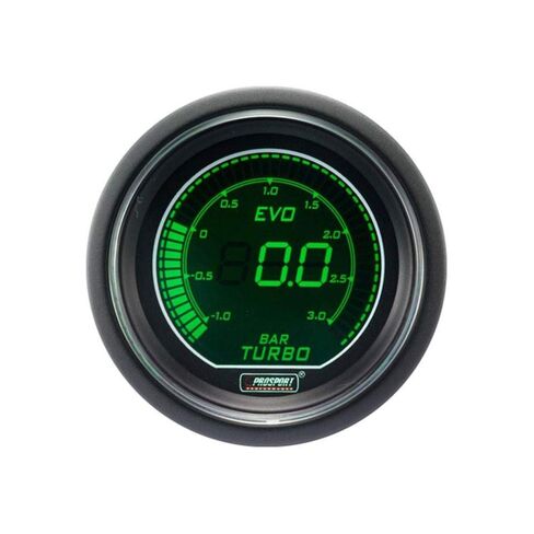 مقياس تعزيز كهربائي من سلسلة Prosport Performance LED باللونين الأخضر/الأبيض - 52 مم (2 1/16 بوصة)، محرك متدرج 270 درجة، مكنسة كهربائية/تعزيز، مرسل كهربائي - يشمل الأنابيب، ومحول T وأجهزة التثبيت in Kuwait