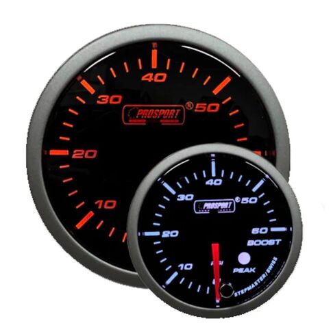 مقياس تعزيز كهربائي من سلسلة Prosport Performance LED باللونين الأخضر/الأبيض - 52 مم (2 1/16 بوصة)، محرك متدرج 270 درجة، مكنسة كهربائية/تعزيز، مرسل كهربائي - يشمل الأنابيب، ومحول T وأجهزة التثبيت in Kuwait