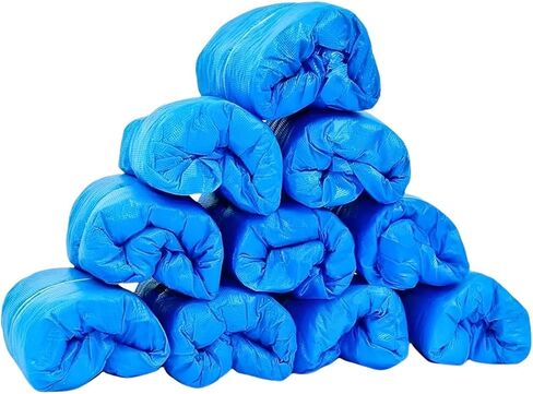 أغطية أحذية Cpe كبيرة الحجم 200 قطعة، 15.7 × 5.9 بوصة باللون الأزرق، أغطية أحذية شديدة التحمل للاستعمال مرة واحدة للمنزل ومكان العمل in Saudi Arabia