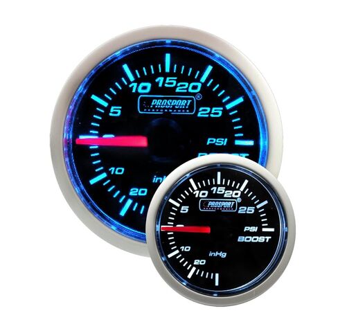 مقياس تعزيز كهربائي من سلسلة Prosport Performance LED باللونين الأخضر/الأبيض - 52 مم (2 1/16 بوصة)، محرك متدرج 270 درجة، مكنسة كهربائية/تعزيز، مرسل كهربائي - يشمل الأنابيب، ومحول T وأجهزة التثبيت in Kuwait