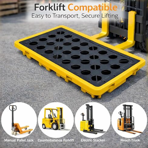 2 Drum Spill Containment Pallet, Fits Standard 55 Gallon Drums, 20 Gallon Sump Capacity, 4400lb Static Load HDPE Spill Tray, Forklift Compatible Stackable Industrial Secondary Containment Platform in Saudi Arabia