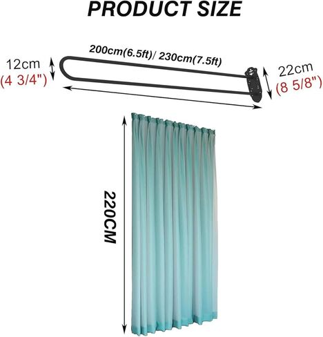 This Privacy Partition Curtain, U-Shaped Room Divider, Metal Support Wall-Mounted Curtain, Flat Hook Medical Curtain for Fitting Room Beauty Salon Bedroom(Dark Blue,230cm/1PCS) in Saudi Arabia