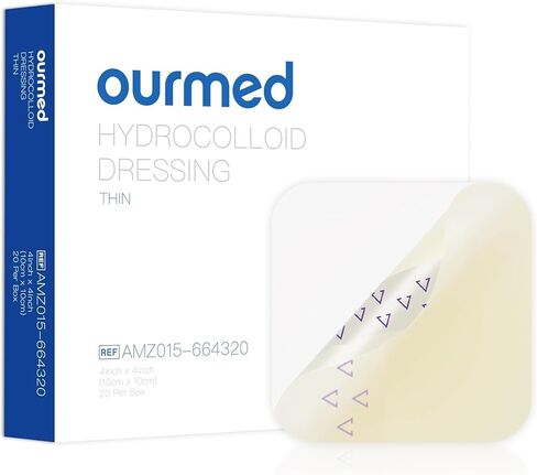 ضمادات غرواني مائي كبيرة من Ourmed، مقاس كبير 10.16 سم × 10.16 سم، 20 عبوة، ضمادات جروح رفيعة جدًا مقاومة للماء مع مادة لاصقة للجروح الخفيفة والبثور وحب الشباب والعناية بالجروح السطحية in Kuwait