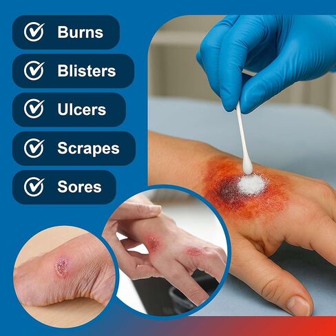 جزيئات تضميد الجروح بالكولاجين، 1 جرام - 5 أكياس من مسحوق الكولاجين لشفاء الجروح - جيد للحروق والخدوش والبثور - للإفرازات البسيطة إلى الثقيلة والجروح الجزئية إلى الكاملة in Kuwait