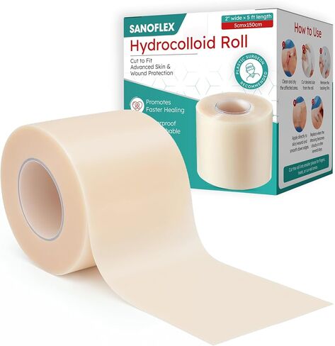 Medical Grade Hydrocolloid Roll 2in × 5ft – Flexible & Waterproof Hydrocolloid Bandages | Cut-to-Size Hydrocolloid Dressing Tape, Pimple Patch Roll & Adhesive Bandages in Saudi Arabia