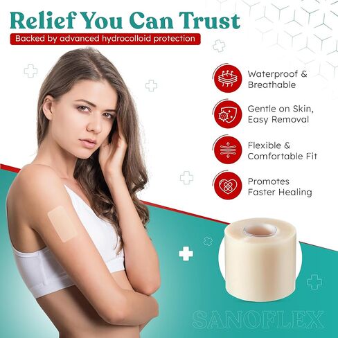 Medical Grade Hydrocolloid Roll 2in × 5ft – Flexible & Waterproof Hydrocolloid Bandages | Cut-to-Size Hydrocolloid Dressing Tape, Pimple Patch Roll & Adhesive Bandages in Saudi Arabia