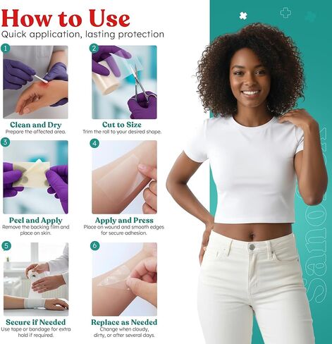 Medical Grade Hydrocolloid Roll 2in × 5ft – Flexible & Waterproof Hydrocolloid Bandages | Cut-to-Size Hydrocolloid Dressing Tape, Pimple Patch Roll & Adhesive Bandages in Saudi Arabia