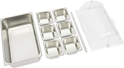 Countertop Food Display Container Ice Food Serving Tray 6 Pans Buffet Condiment Dispenser - Salad Dressing Appetizer Spice Fruit Cold Serving Station in Saudi Arabia