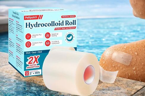 Pimple Patches - Cut-to-Size - Pimple Patch Roll (16 Feet x 2 Inch) Hydrocolloid Roll Bandages Medical Tape Wound Care & Acne Zits - Clear Large Self-Adhesive Ultra Absorbent Waterproof Bulk First Aid in Saudi Arabia