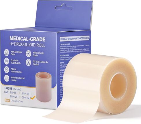 Hydrocolloid Roll for Acne, Blister, Wound, Pimple Patches for Face Hydrocolloid Bandages Cut to Size, Flexible & Waterproof, Ultra Absorbent, First Aid Supplies, Medical Supplies(2in*5ft) in Saudi Arabia