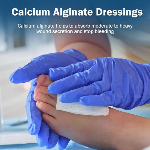 Calcium Alginate Wound Dressing 4.25 Inches x 4.25 Inches - 10 Sterile Highly Absorbent Dressings for Moderate and Heavy Exudate - Good for Hospitals, Medical Facilities, and Nursing Homes in Saudi Arabia