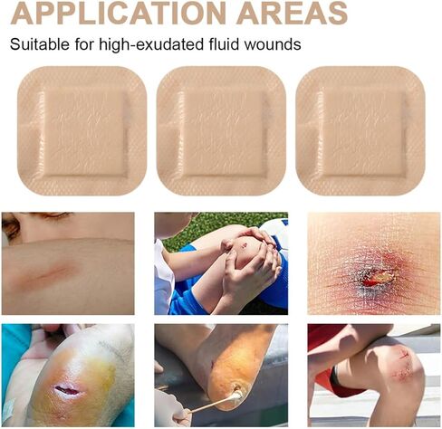 ضمادة إسفنجية من السيليكون مع حدود لاصقة 2 × 2 بوصة مقاومة للماء لتضميد الجروح، ضمادة ماصة من إسفنج السيليكون للعناية بالجروح، حدود لطيفة، 10 قطع in Kuwait