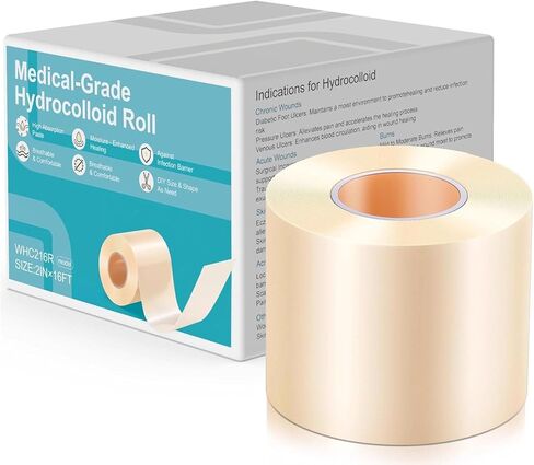 لفة غرواني مائي للعناية بالجروح - تضميد الجروح عالي الامتصاص، مرنة ومسامية، ضرورية لمجموعات الإسعافات الأولية، حجم قابل للتخصيص لتقرحات السرير، والشقوق الجراحية، والسحجات (2 بوصة * 10 قدم) in Kuwait