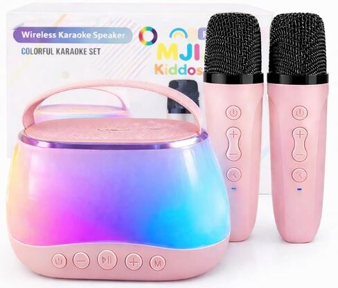 Kids Karaoke Machine with 2 Microphones, Bluetooth Portable Karaoke Speaker with Voice Changer & LED Lights – Gift for Kids in Saudi Arabia