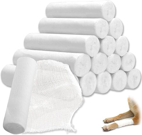 12 Pack Cling Gauze Rolls 6 Inch x 5 Yard, White Rolled Gauze Wraps Vet Wrap for Horses, Pure Cotton Bandage Wrap for First Aid Medical, Wound Care, Pet Dressings, Medical Supplies in Kuwait