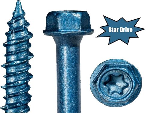 TorqueMaster Star Drive Hex Washer Head Masonry Screws, 50 Pieces with Driver Bit & Masonry Drill Bit - 5/16" x 2-1/4" Concrete Masonry Screws, Rust Resistant High Strength in Saudi Arabia