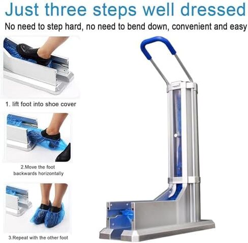 Automatic Shoe Cover Dispenser - Portable Overshoes Machine with Handrail, No Electricity Required,for Home, Office, and Factory Use in Kuwait