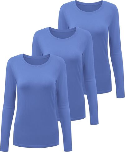 floralhue 3 Pack Underscrub Long Sleeve Women, Scrub Undershirts Crew Neck Comfort Tee with Ultra Soft Fabric in Saudi Arabia