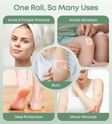 Hydrocolloid Roll for Wound Care, 2" × 5FT Cut-to-Size Hydrocolloid Bandages with Self-Adhesive, Ultra-Absorbent Dressing for Blisters, Burns, Acne & Minor Cuts, Waterproof, Invisible in Saudi Arabia