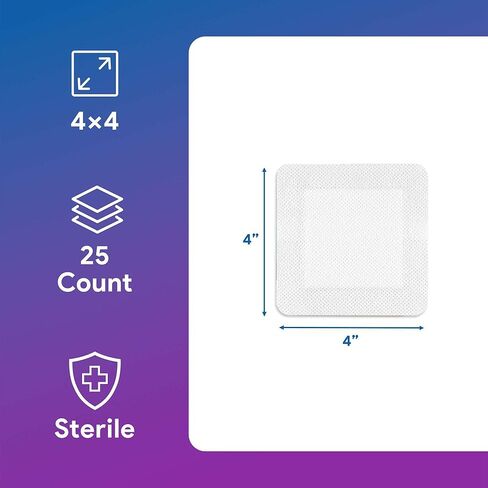 ضمادات جزيرة الشاش ذات الحدود 4 × 4 للجروح ذات حدود الجزيرة - وسادات شاش لاصقة - شريط مضاد للحساسية، جيد للبشرة الحساسة - جيد للجروح والسحجات والحروق والمزيد in Kuwait