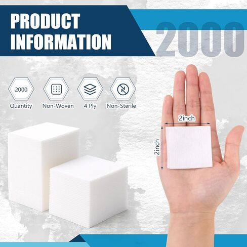 Mindsoft 2000 Count 2" x 2" Non-Woven Gauze Sponges 4-ply Bulk Absorbent First Aid Wound Care Dental Gauze Pads for Home Clinic Vet in Saudi Arabia