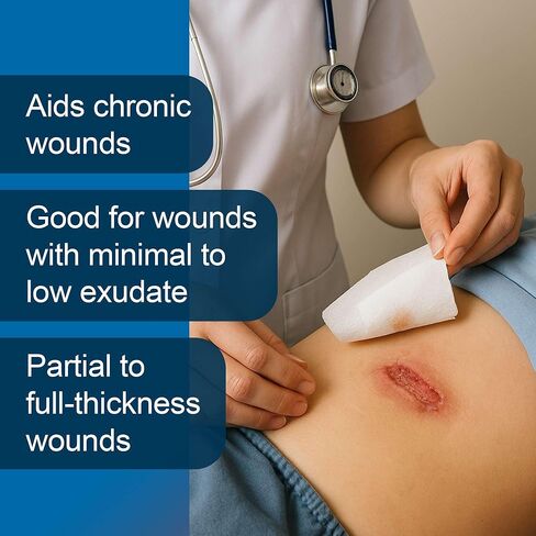 ضمادات الجروح بالكولاجين مقاس 10.16 سم × 10.16 سم - 30 وسادة كولاجين للحروق والخدوش والبثور والمزيد - من أجل الحد الأدنى من الإفرازات الثقيلة والجروح الجزئية إلى الجروح ذات السُمك الكامل in Kuwait