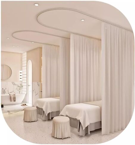This Room Divider Curtains Privacy Curtain Panel Medical Beauty Salon Partition Curtain Ceiling Track Curtain, Flame Retardant, 1 Panel (Color : White, Size : 4.5 * 2.7m) in Saudi Arabia