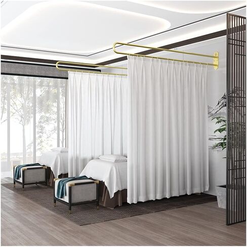 This Room Divider Semi Sheer Curtains, Light-transmitting Privacy Curtain, U-Shaped Long Support Rod, Beauty Salon Partition Curtain, for Beauty Salons, Clinic, Shared Bedroom (Color : Brown in Saudi Arabia