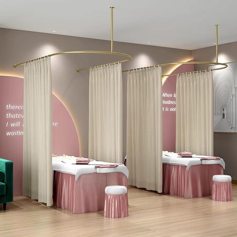 This Room Divider Curtain, U-Shape Wall Hanging Privacy Screens, Semi Sheer Curtains, Beauty Salon Partition Curtain Kit for Lounge Bathroom Consulting Room,Beige in Saudi Arabia